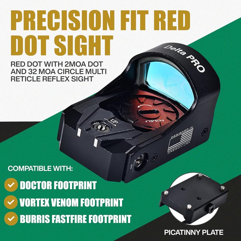 Ade Advanced Optics ADE RD3-012PRO Motion Awake (Sensor Activated) System Red Dot with 2MOA Dot and 32 MOA Circle Multi Reticle Reflex Sight for Handgun That is Compatible with Doctor Footprint – Compact Reflex Optic - Image 4